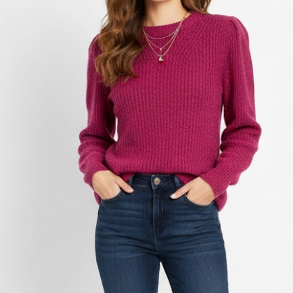 Rebecca Taylor La Via Red Ribbed Peplum Sweater Berry Revolve Size Small